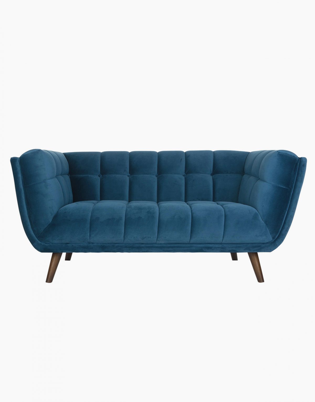 Notre Meilleure vente le Canapé design Beryl 2 places en velours bleu de qualité - Disponible chez Solution Design proche de Toulouse au Fauga