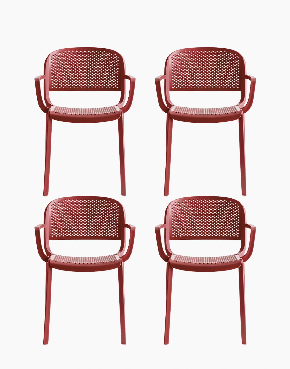 Chaises DOME 266 - Lot de 4 ---- Designé par Odo Fioravanti, Dome est une collection d’assises qui évoque la tradition glorieuse des chaises de bistrot avec des silhouettes arquées et les formes généreuses des dômes des monuments qui embellissent de nombreuses villes du monde. Fauteuil en polypropylène avec assise et dossier perforés. Détails techniques Matières : polypropylène, renforcé en fibre de verre, antistatique, Résistant aux UV Technologie : moulage sous injection de gaz Empilable par 5 Dimensions produits : L.P.H : 58 x 53 x 81 cm Poids unitaire : 4,2 kg Nombre de produits : 4