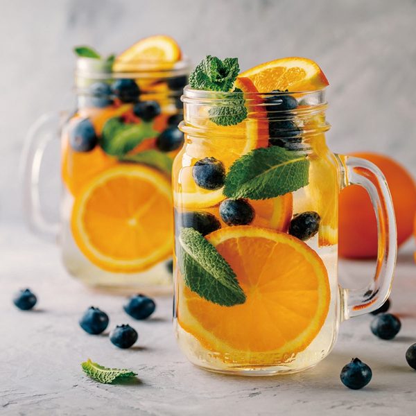 Tableau cocktail with oranges - impression digitale sur verre de sécurité - 60 x 60 cm