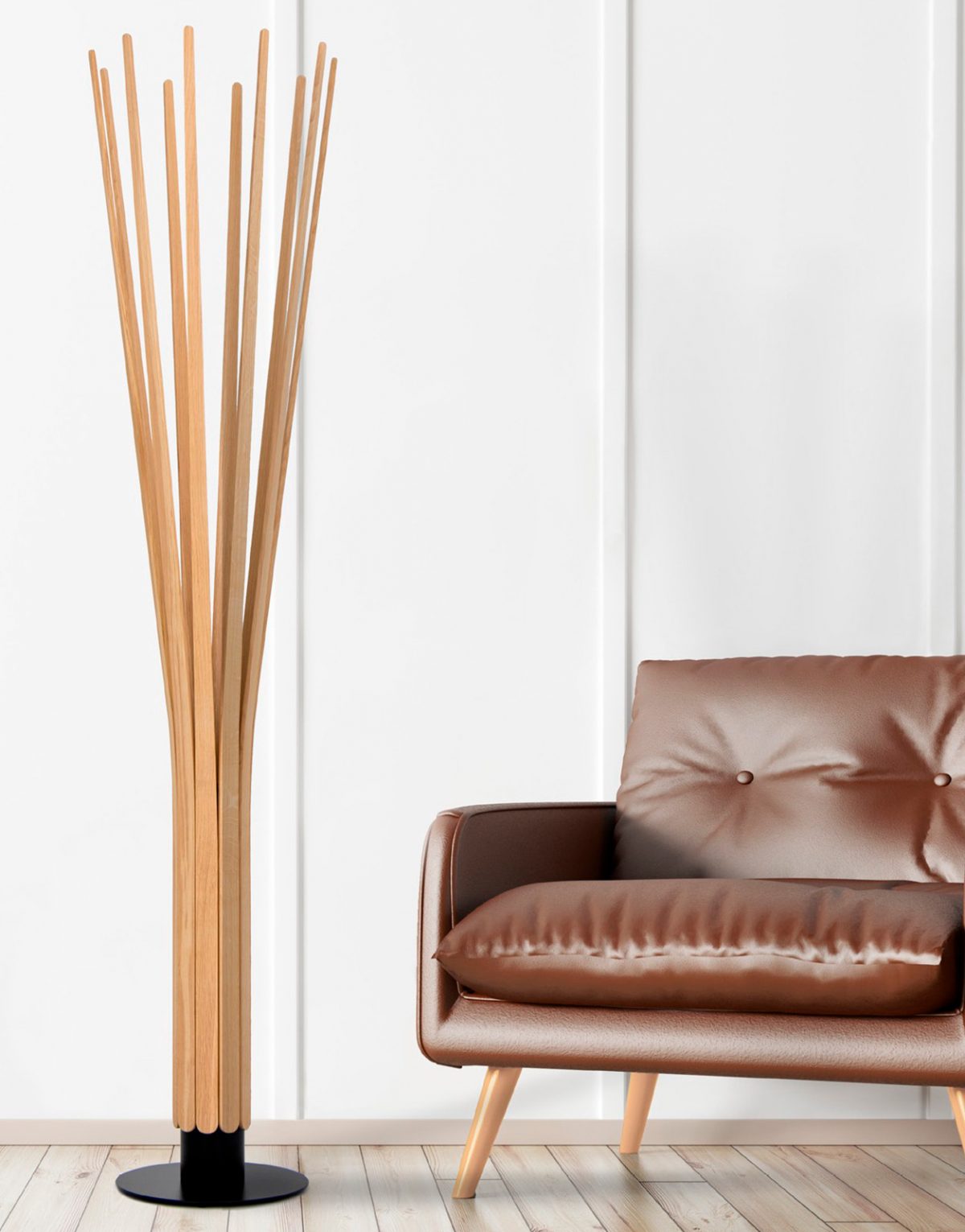 Lampadaire LMP Corolle en bois naturel - Marque Flam & Luce – Image 3