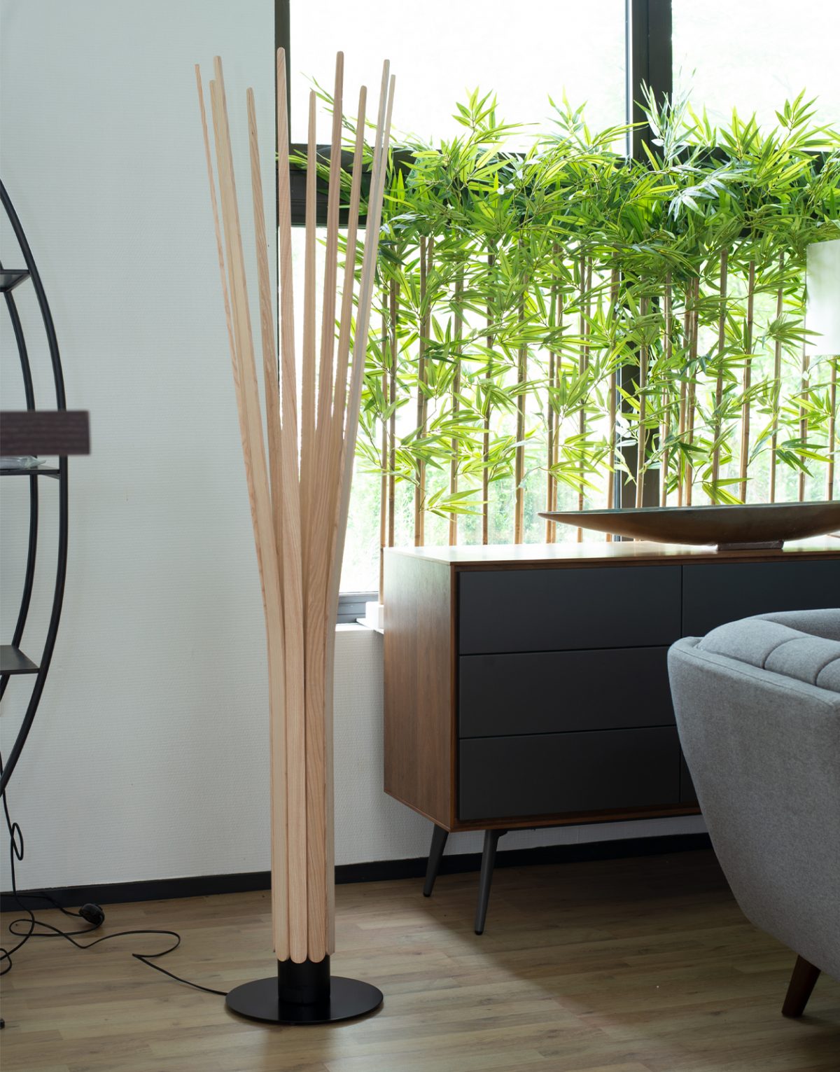 Lampadaire LMP Corolle en bois naturel - Marque Flam & Luce – Image 2