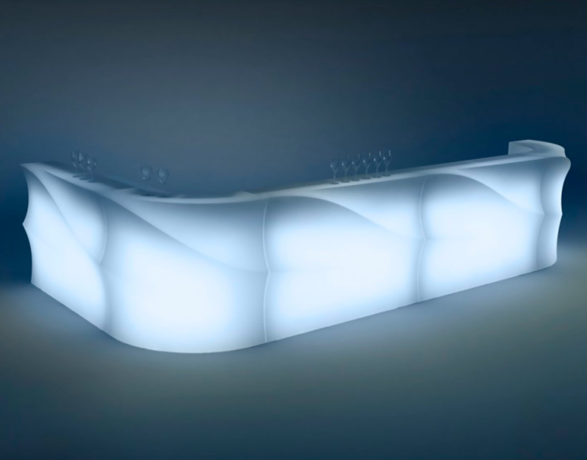 Baraonda le bar led RGBW idéal pour vos soirées évènementielles un comptoir bar révolutionnaire en poleasy nouveau type de polyethylène pour extérieur et intérieur - structure modulaire modulable pour créer un bar sur mesure