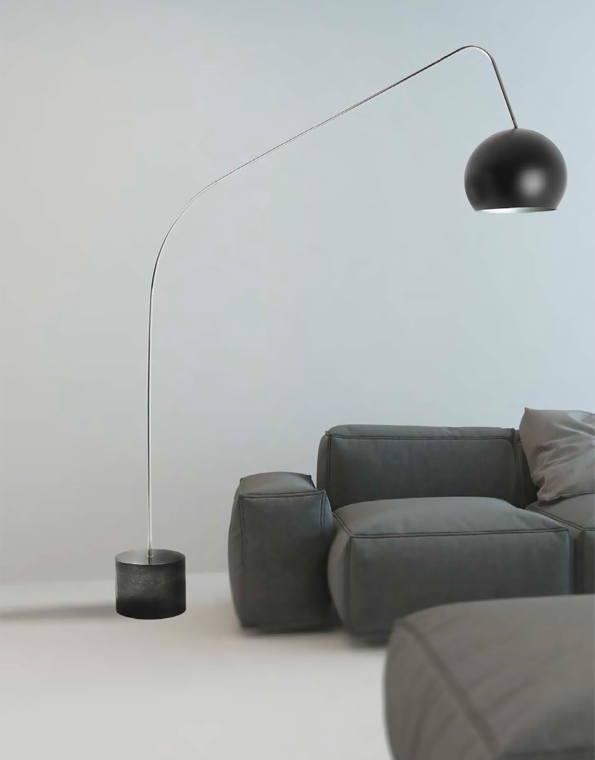 Lampadaire LMP Alpha noir marbre de Flam & Luce en vente chez Solution Design, designer Olivier Toulouse lumineux design styles minimaliste