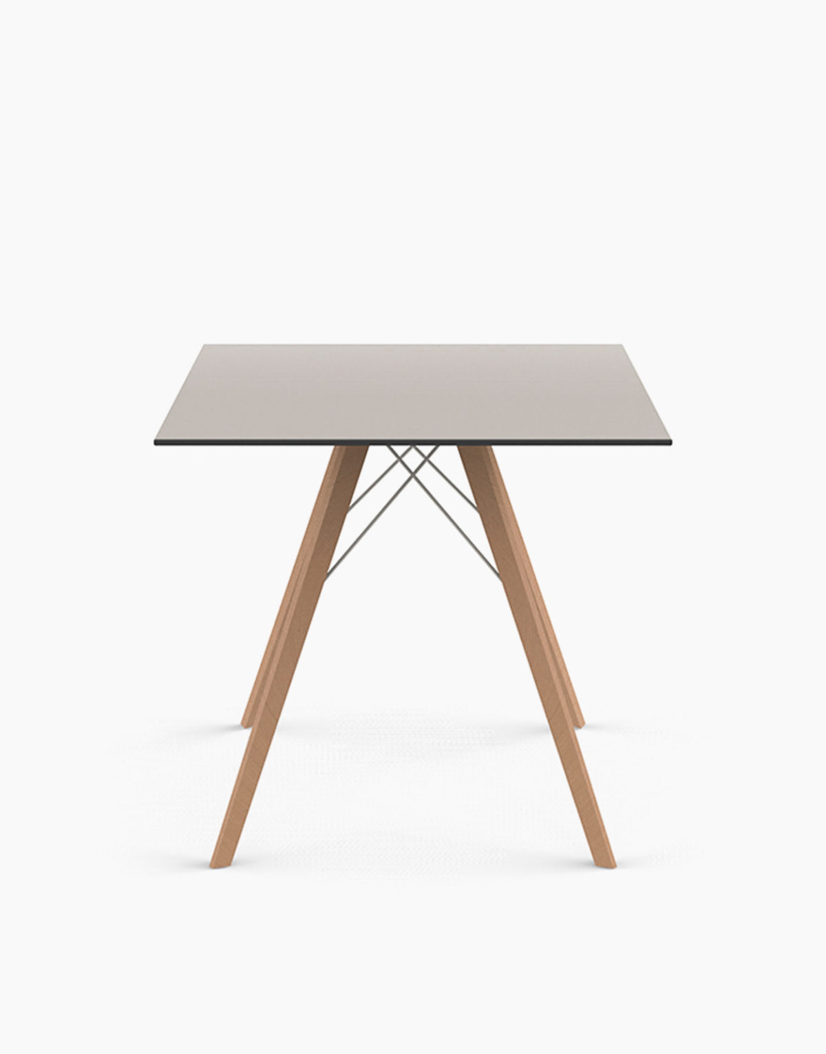 Faz wood Table à manger carré pour 4 personnes plateau HPL pieds chêne naturel VONDOM 80x80x74 cm designer Ramon Esteve