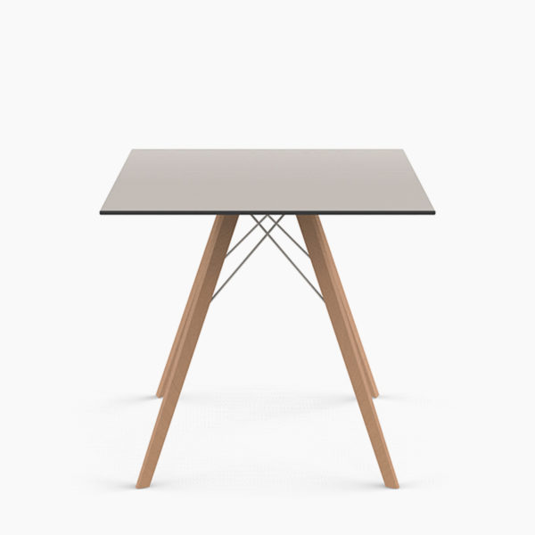 Faz wood Table à manger carré pour 4 personnes plateau HPL pieds chêne naturel VONDOM 80x80x74 cm designer Ramon Esteve