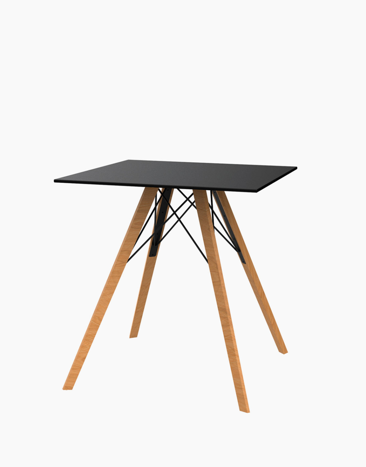 Faz wood Table à manger carrée pour 4 personnes plateau HPL pieds chêne naturel VONDOM 80x80x74 cm designer Ramon Esteve