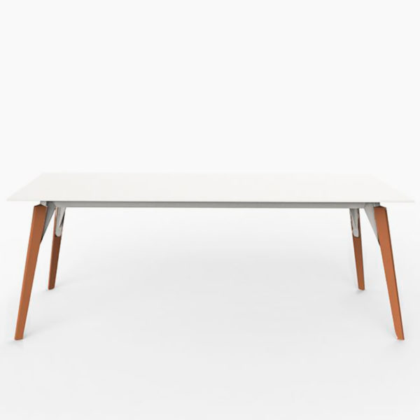 Faz wood grande table à manger rectangulaire pour 8 personnes plateau HPL pieds chêne naturel VONDOM 200x100x74 cm designer Ramon Esteve