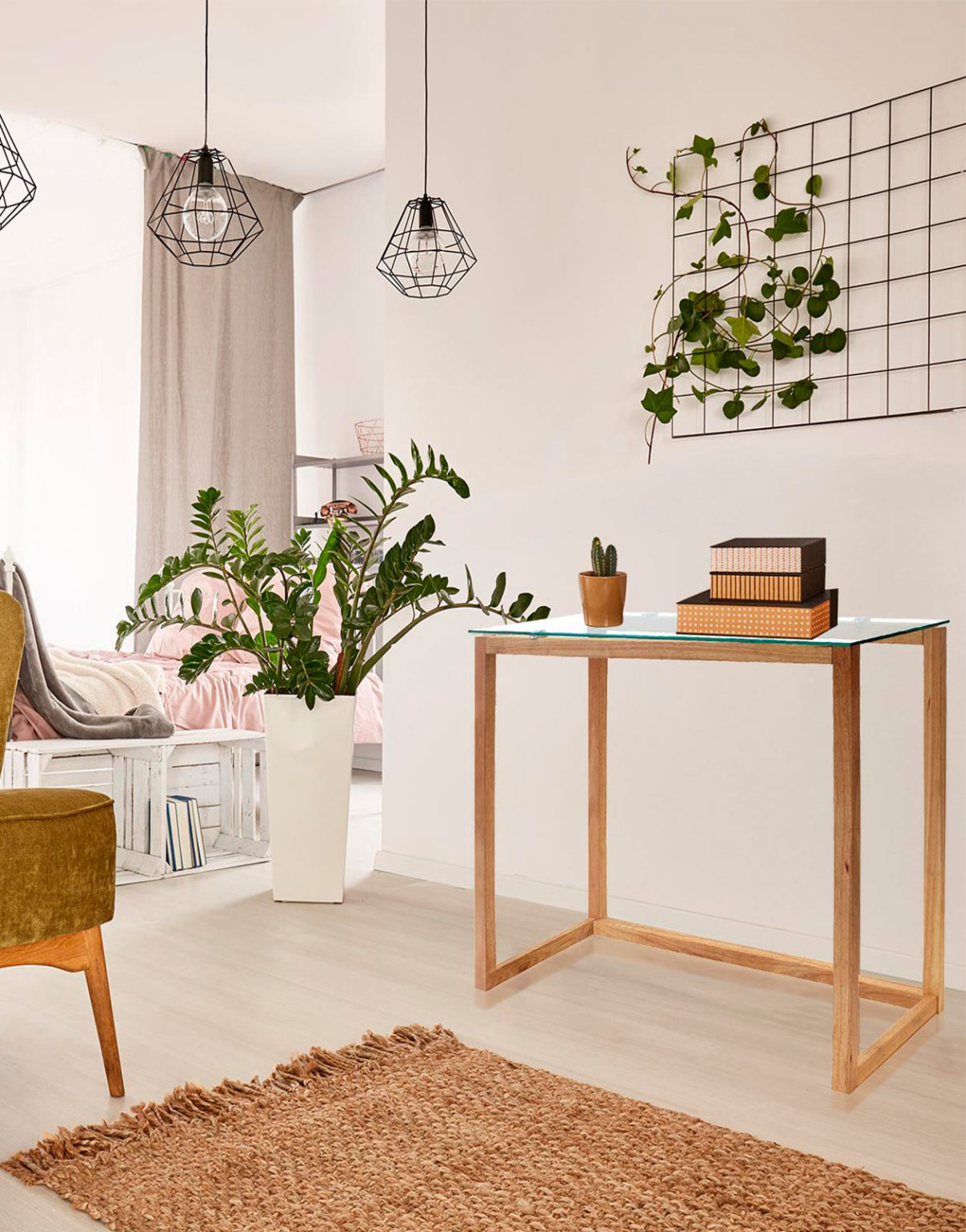 Console Jade en bois et verre – Image 3