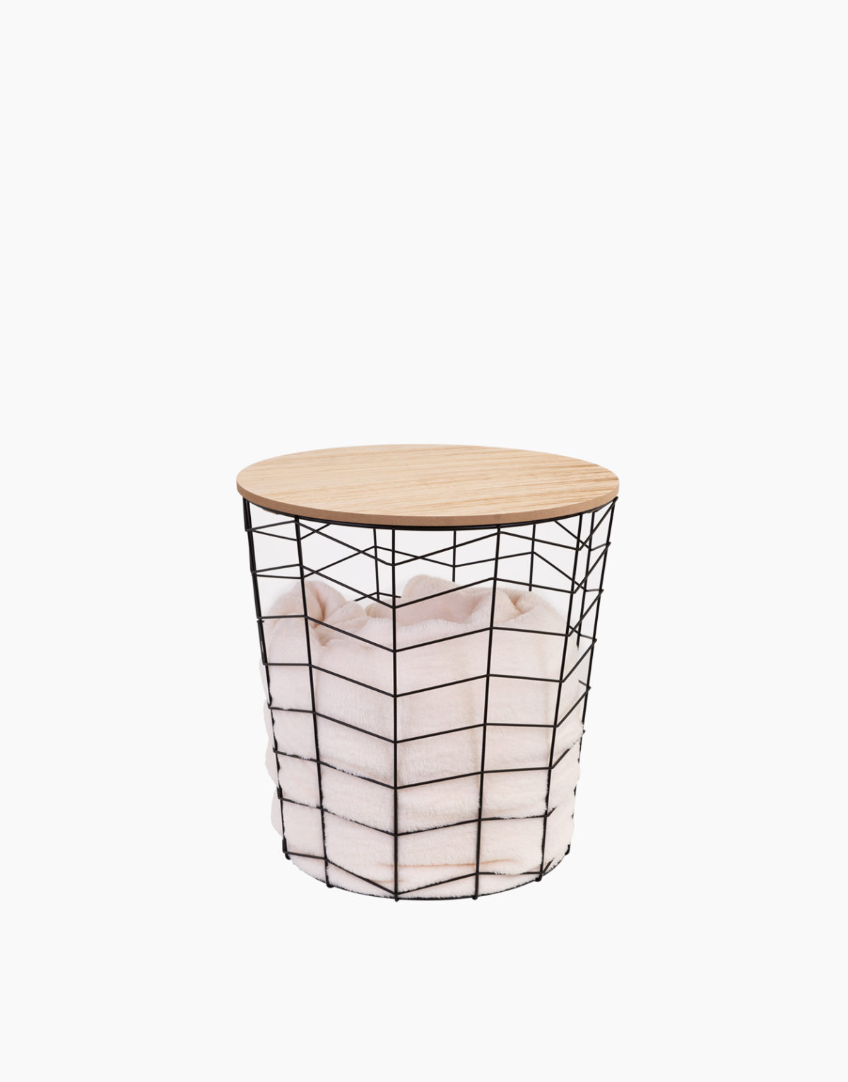 Table basse filaire bois et métal - Panier de rangement – Image 4