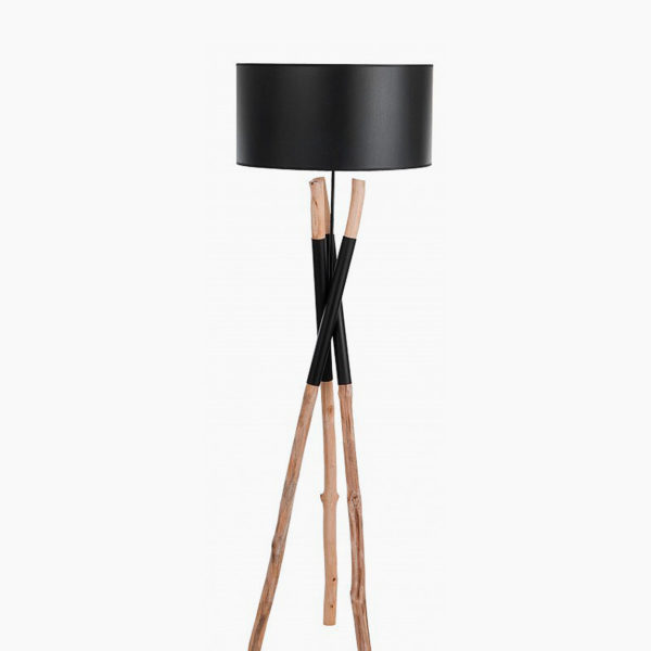 LMP.ET0395.K1 Lampadaire LMP Rangun trépied en bois bande noire luminaire solution design pour intérieur de Flam and Luce