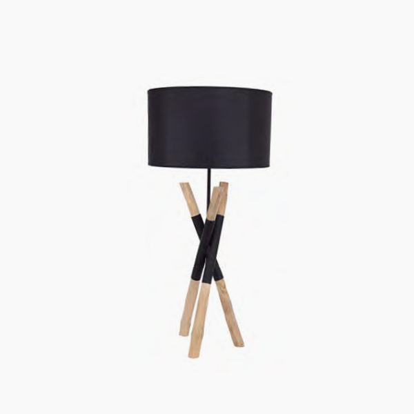 L.ET0397.K1 lampe de table LMP Rangun trépied en bois bande noire luminaire solution design pour intérieur de la marque Flam and Luce