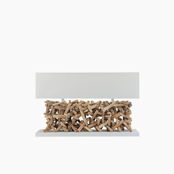 L.ET0359/W1 Lampe de table calcutta en bois naturel flotté solution design pour intérieur salon chambre restaurant hôtel