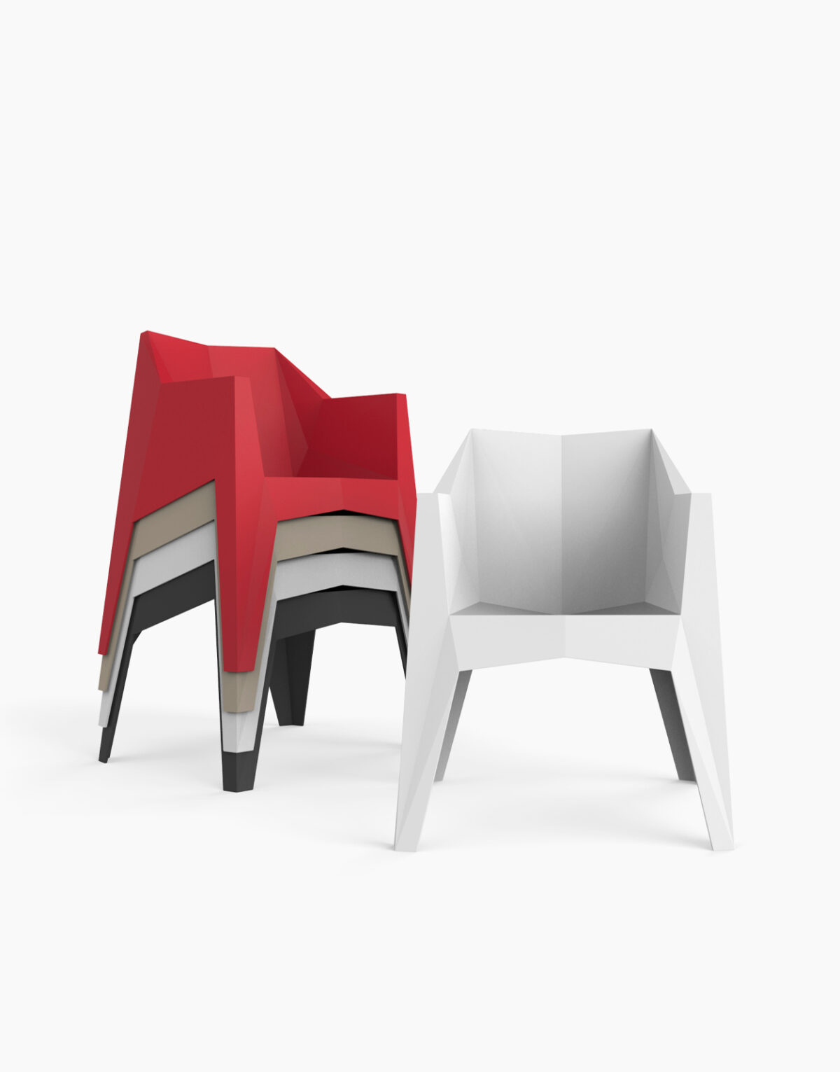 Lot de 4 fauteuil Voxel de Vondom conçu par le designer Karim Rashid. Solution Design mobilier design intérieur extérieur pour professionnel