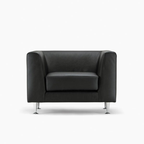 Acheter Fauteuil d'accueil entrée salon agence en cuir noir de qualité Solution Design Toulouse Vente aux professionnels
