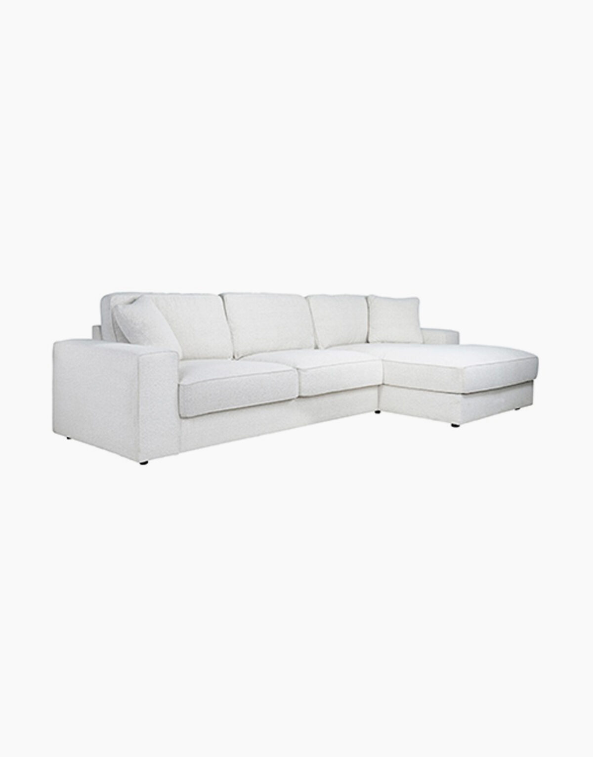Canapé méridienne angle droit - tissu bouclé blanc - Marque Richmond – Image 2